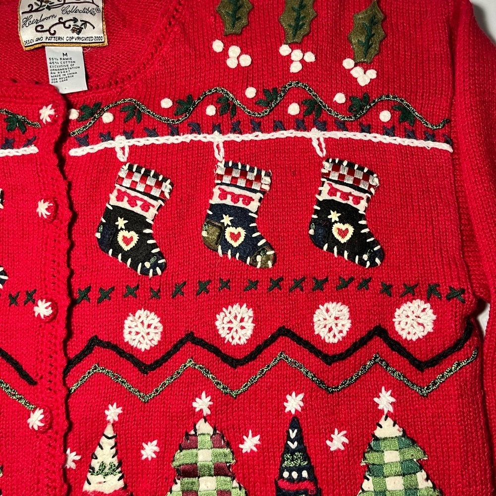 Vintage Tiara International Christmas Sweater Cardigan Grandmacore Kitsch - Picture 4 of 9